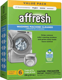 Affresh Washing Machine Cleaner, Helps Power Away Odor Causing Bacteria & Grime Deep Inside Pump, Valve & Hoses, 6 Time Release Tablets, 6 Month Supply