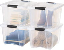 IRIS USA 32 Qt Stackable Plastic Storage Bins with Lids, 4 Pack, Made in USA
