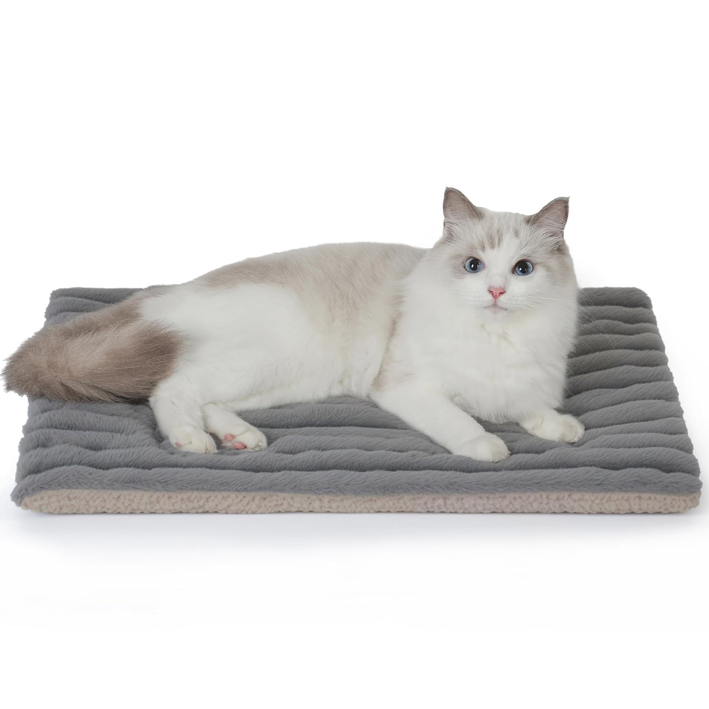 Self Warming Cat Bed, 22x16 Inch Reversible Two-Sided Use Self Heating Mat for Cats and Dogs, Washable Pets Crate Pad for Indoor & Outdoor Use, Non-Slip & Cozy Flannel Base