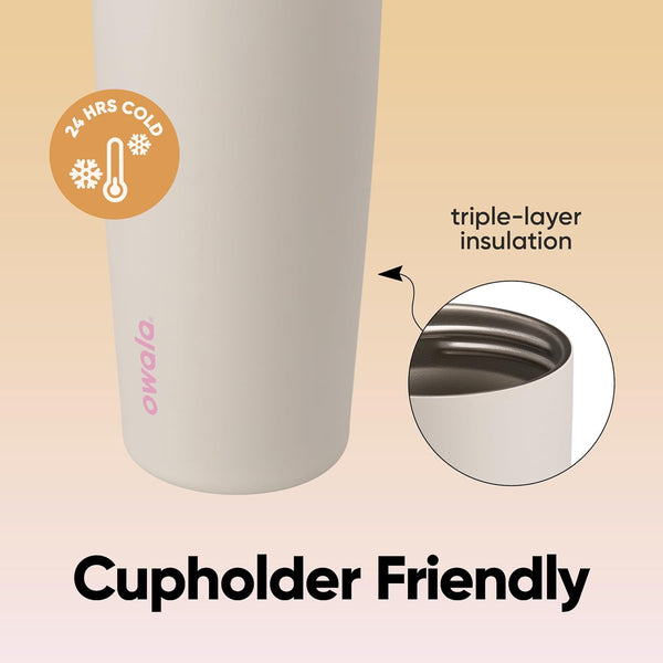 Insulated stainless steel water bottle with two-way spout and built-in straw