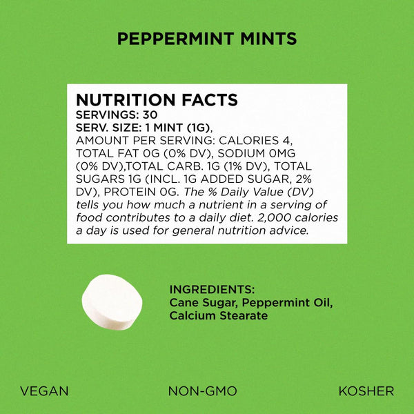 Simply Mints Natural Peppermint Breath Mints, 6 pack with 180 pieces, made with real peppermint oil and no artificial ingredients