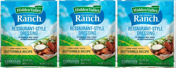 Hidden Valley Gluten-Free Buttermilk Ranch Salad Dressing & Seasoning Mix Pack of 3