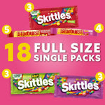 Bulk box of assorted SKITTLES and STARBURST candies, 37.05 oz, 18-count variety mix