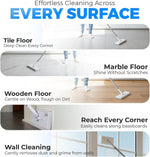 FlexiClamp Sweep & Mop Kit - Compatible with Swiffer Pads, Durable Cleaning Tool for Hardwood, Tile, Marble & Laminate Floors, Home, Kitchen Cleaning Essentials. (Include 10 Dry Cloths)