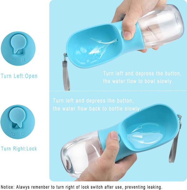 Cibaabo Dog Water Bottle with Food Container, Portable Pet Dispenser for Yorkies and Cats Walking Hiking