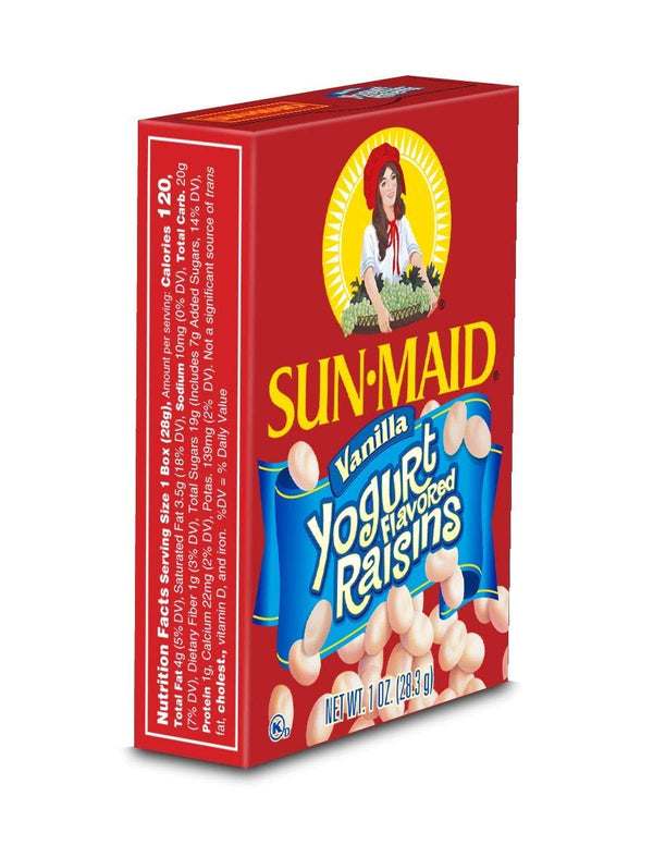 Sun-Maid vanilla yogurt coated raisins (6 pack) 1 oz snack-size boxes for lunch and back to school