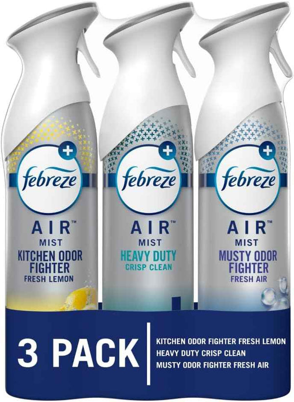 Febreze Air Mist Air Freshener Spray, Odor-Fighting Room Spray, Air Fresheners for Home and Bathroom and Kitchen, Aerosol Can, Linen & Sky Scent, 8.8oz (Pack of 2)