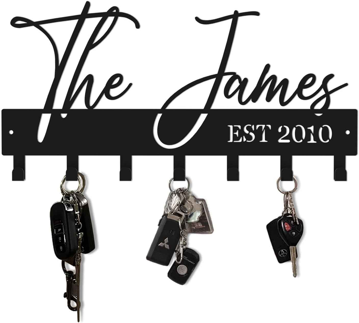 Have a Great Day Key Hooks for Wall Decoration,Delicate Fashion Black Metal Key Holder Wall Mount,Have a Great Day Key Hanger with 7 Kooks for Hallway,Office