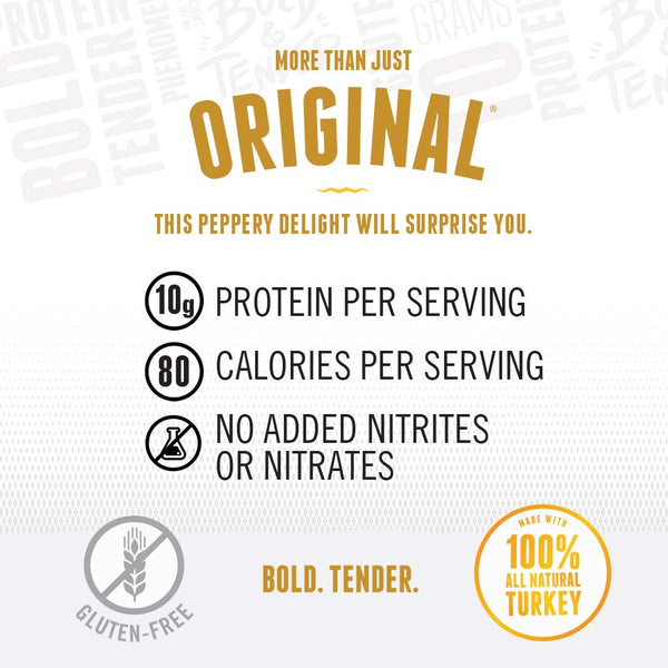 Perky Jerky Original Turkey Jerky, 14oz, Low Sodium, 10g Protein per Serving, Low Fat, 100% U.S. Sourced, Handcrafted, Tender Texture and Bold Flavor
