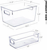 Set of 8 Clear Plastic Storage Bins for Pantry Organization and Kitchen Storage