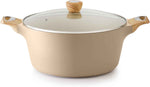 SENSARTE Ceramic Nonstick Stock Pot with Lid, 2.6/4.5/6.6/8.5 QT Soup Pot Casserole Pot, Non-toxic Healthy Pasta Pot, Large Cooking Pot Stew Pot, Induction Compatible, PFOA PFAS PTFE Free, White