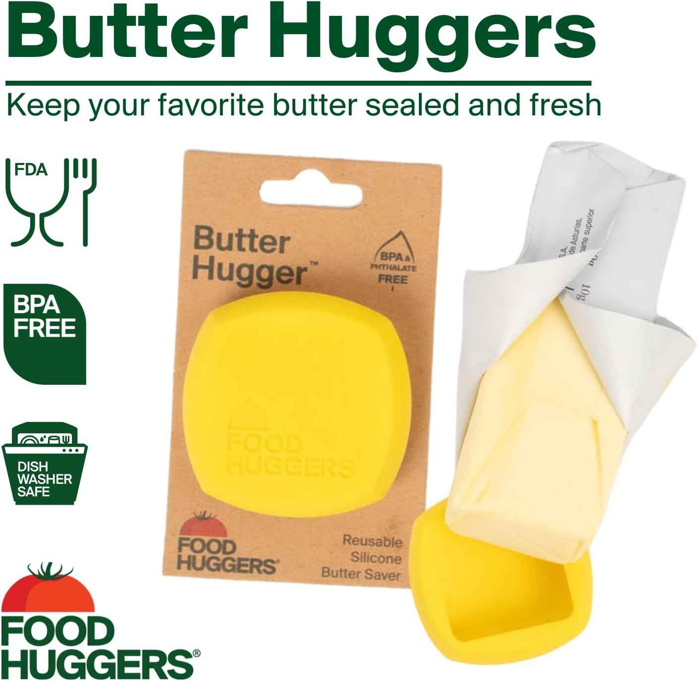 Food Huggers Butter Hugger - Patented Butter Cover - Keeps your butter snugly sealed and fresh