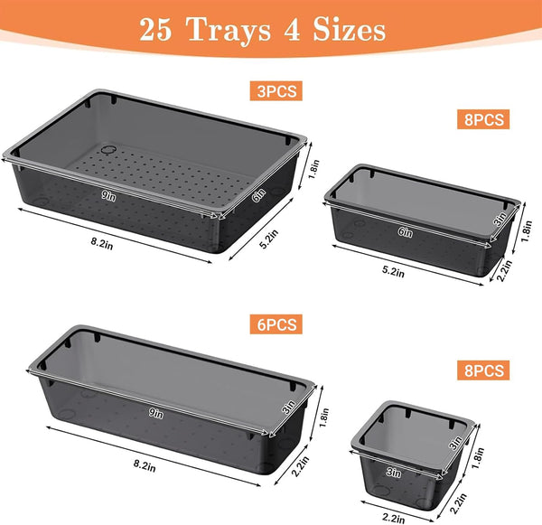 SpaceHacks 25 PCS Plastic Drawer Organizer Set for Storage and Organization