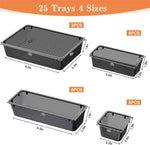 25 PCS Plastic Drawer Organizer Set with 4-Size Trays for Makeup, Jewelry, and Gadgets