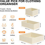 DIMJ 15-Piece Drawer Organizer Set for Bedroom and Closet Storage