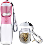 Dog Water Bottle with Food Container, Travel Puppy Water Bowl, Portable Pet Dispenser, Dog Gift Stuff Accessories Items, Puppy Essentials Necessities for Yorkie Cat Walking and Hiking