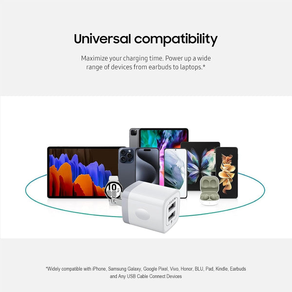 Dual-Port USB Wall Charger Adapter for iPhone and Samsung
