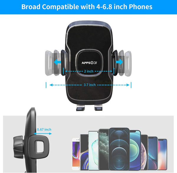 APPS2Car 14'' Gooseneck Car Phone Holder,Heavy Duty Phone Holder for Truck, [Flexibile Long Arm] [Anti Shake stabilizer] Windshield Car Phone Mount Suction Cup,Fit for iPhone, Samsung (Mirror Black)