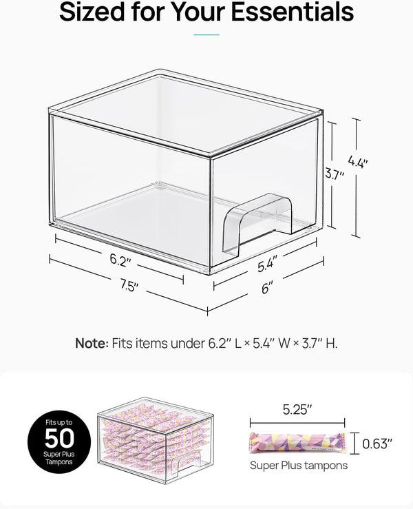 Clear Stackable Storage Drawers for Home Organization