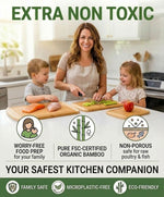 Luxury XL Bamboo Cutting Board Set of 3 with Vertical Grain Strength Technology