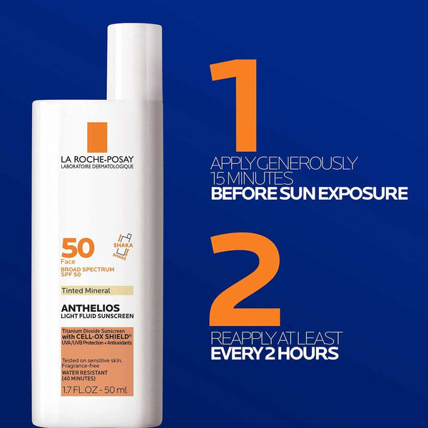 La Roche-Posay Anthelios Ultra-Light Fluid SPF 50, 50ml, Face Sunscreen with Titanium Dioxide, Oil-Free, Matte Finish