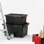 Sterilite 6-Pack Industrial Tote Storage Bins with Lids, 15 Gallon, Black