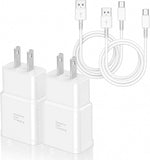 2 Pack USB C Android Phone Wall Charger Block & 6ft Charge Cable Cord