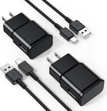 Samsung Galaxy S10/S9/S8 2Pack Adaptive Android Phone Charger with USB Type C Fast Charging Cable