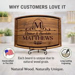 Personalized cutting board made from solid wood with deep laser engraving