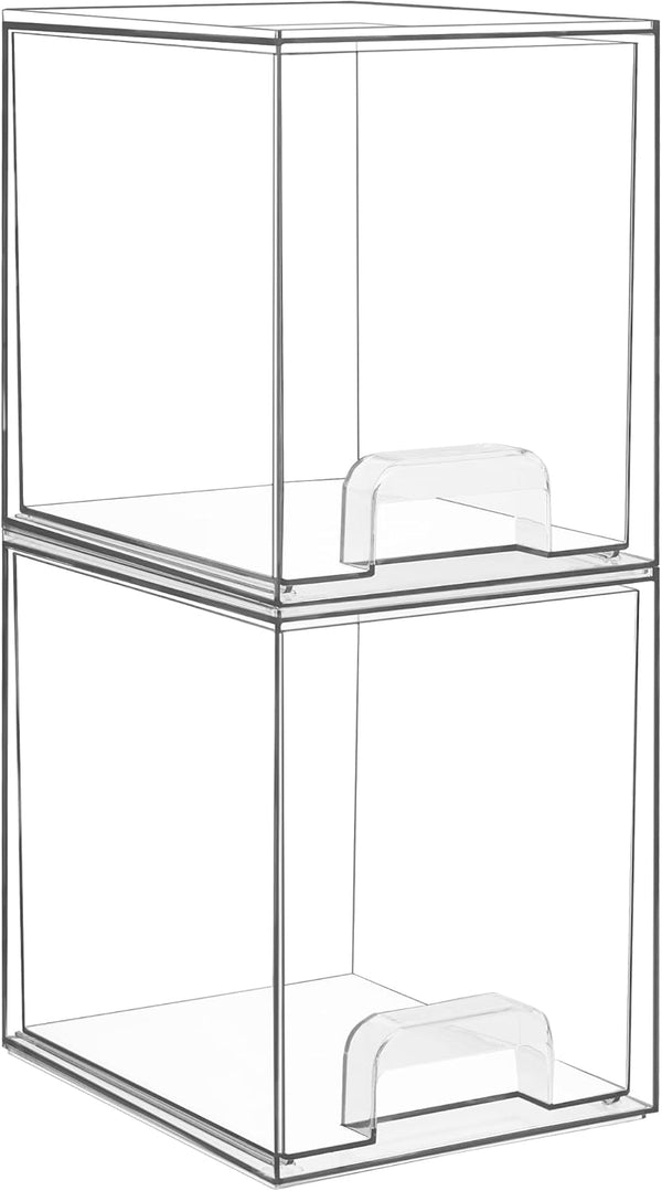 Vtopmart 7.6" Clear Stackable Storage Drawers, 4 Pack Plastic Organizers for Home Organization