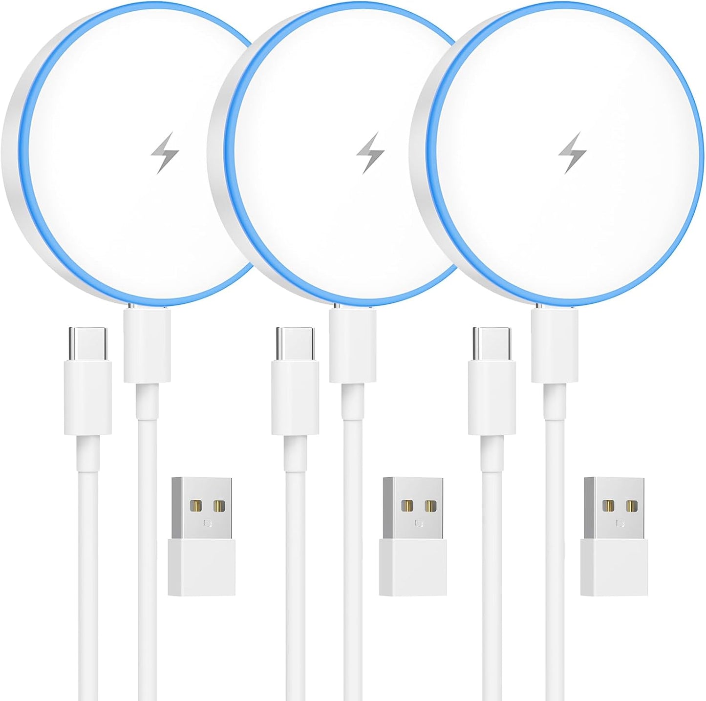 MagSafe Charger 2 Pack 15W Magnetic Wireless Charger Fast Charging Pad Compatible with iPhone 17/16/15/14/13/12 Series & AirPods 3/2/Pro Magnetic MagSafe Charging Pad with Dual Ports - Rayz Mart