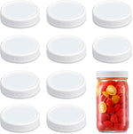 AOZITA [10 Pack] WIDE Mouth Mason Jar Lids for Ball, Kerr and More - White Plastic Storage Caps for Mason/Canning Jars - Leak-Proof, Dishwasher Safe & Food Grade