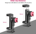 Metal Phone Tripod Mount 3 Cold Shoes & Arca Port, 360° Smartphone Tripod Adapter for iPhone 17 16 15 Cell Phone Stand Holder for Desktop Video Live Streaming Vlogging Rig