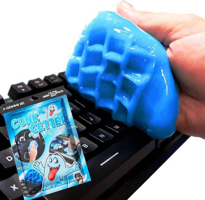PeerBasics, Cleaning Gel for Those Hard to Reach Places, Automotive Cup Holder Electronic Keyboard Office, Slime Gel Cleaner Dust Crumb Removal (Resealable Pouch, Blue, 3oz)