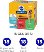 pedigree dentastix large breed dog treats original beef flavor dental chews 2.73 lb variety pack