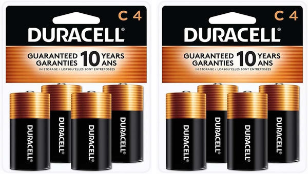 Duracell Coppertop C Batteries, 8 Count (Pack of 1), C Battery with Long-lasting Power, All-Purpose Alkaline Battery for Household and Office Devices