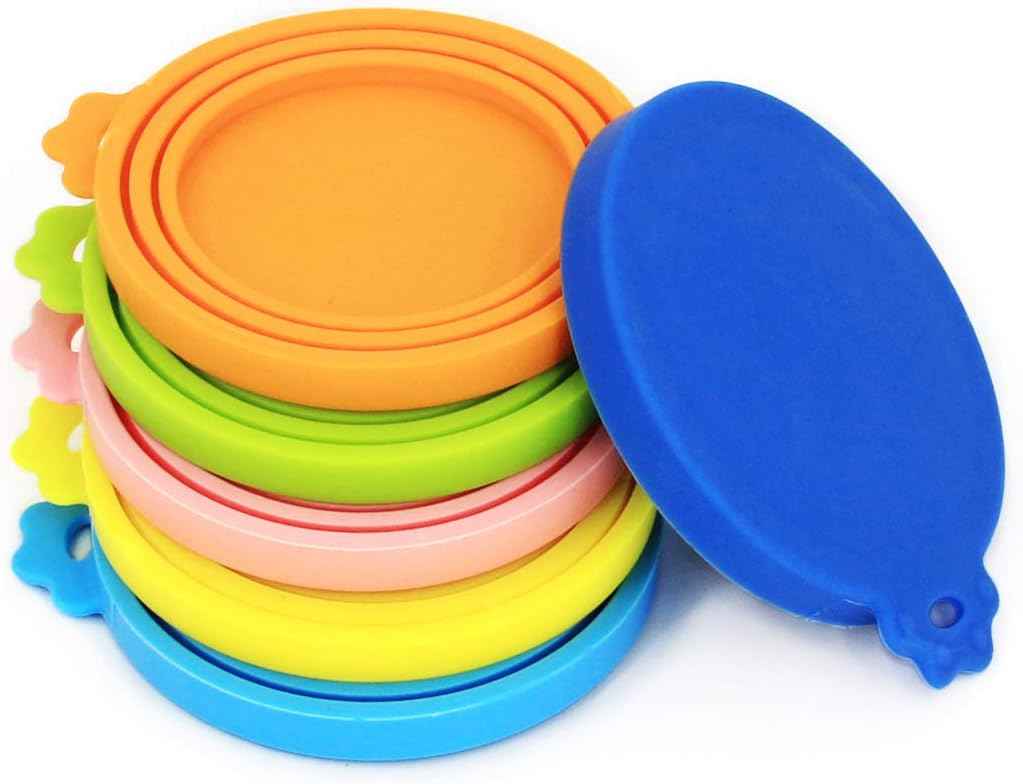 Comtim Pet Food Can Cover Silicone Can Lids for Dog and Cat Food(Universal Size,One fit 3 Standard Size Food Cans),Blue and Green