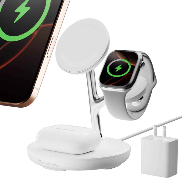 Magnetic Charger for iPhone Charging Station, Mag-Safe Phone Charger for iPhone 17 16 15-12 Series ，for Airpods Apple Watch and Phone Charging Stand