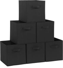 Storage Cubes for Organization and Closet Use, 6 Pack Fabric Foldable Collapsible Bins with Handles