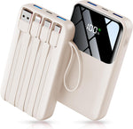 Power Bank, 15000mAh Portable Charger with Built in Cable, 22.5W Fast Charging, 6 Outputs, Slim Travel Essential Battery Pack with LED Display, Compatible with iPhone 17/16/15/14/13, iPad Black