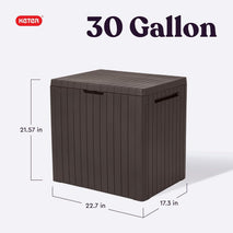 Keter City 30 Gallon Resin Outdoor Storage Box and Patio Furniture Side Table