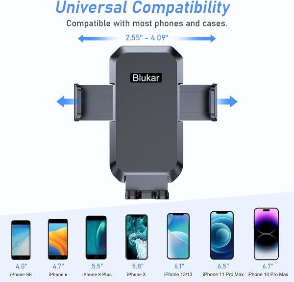 Blukar Car Phone Holder Mount with 2025 Metal Hook Clip and 360° Rotation