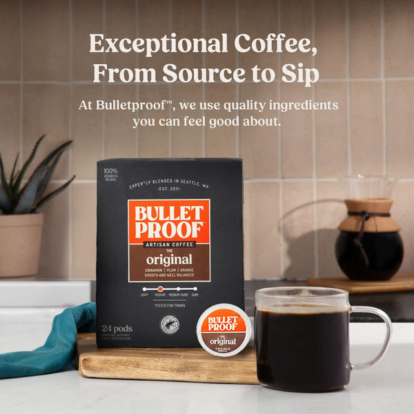 Bulletproof Original Medium-Roast Single-Serve Coffee Pods, 24 Count, 100% Arabica Beans