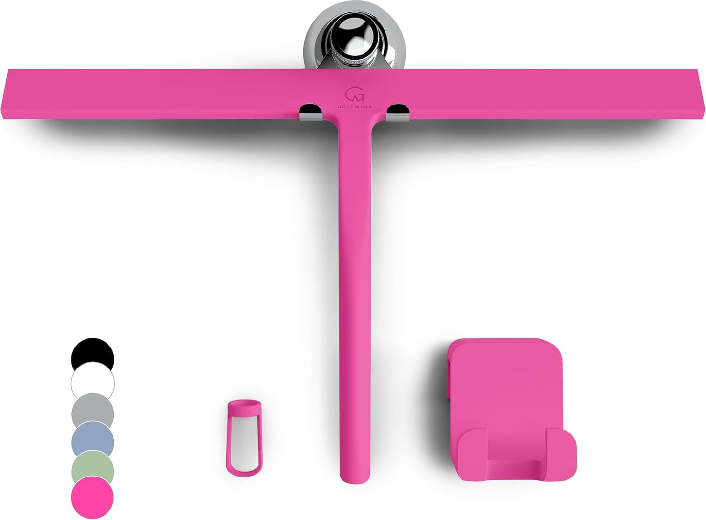 GÜTEWERK Shower Squeegee for Glass Doors, Silicone Window Squeegee, Bathroom and Glass Cleaning - Black - 9 Inch