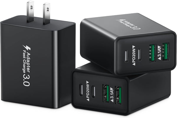 USB C Charger Block, 2-Pack 40W 4-Port Type C Fast Charging Block
