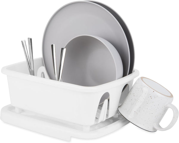 Compact RV Dish Drainer with Sloped Drain Tray Design for Small Spaces