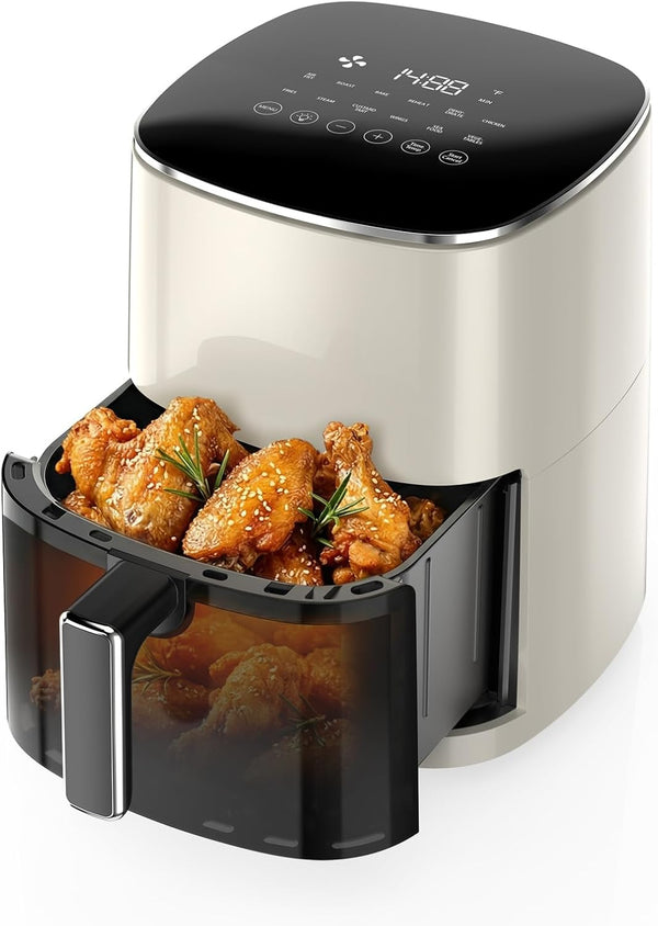 OLIXIS Air Fryer 6 Quart with Window Square Air Fryer 12-in-1 Air Fry, Roast, Reheat, Dehydrate, Bake, Steam, Fries, Custard, Chicken, Wings, Sea Food, Vegetabels,400F