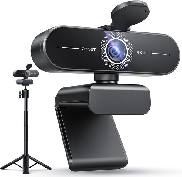 emmeet c60e 4k webcam streaming wide-angle telephoto cameras 11x hybrid zoom pdaf autofocus rgb lighting