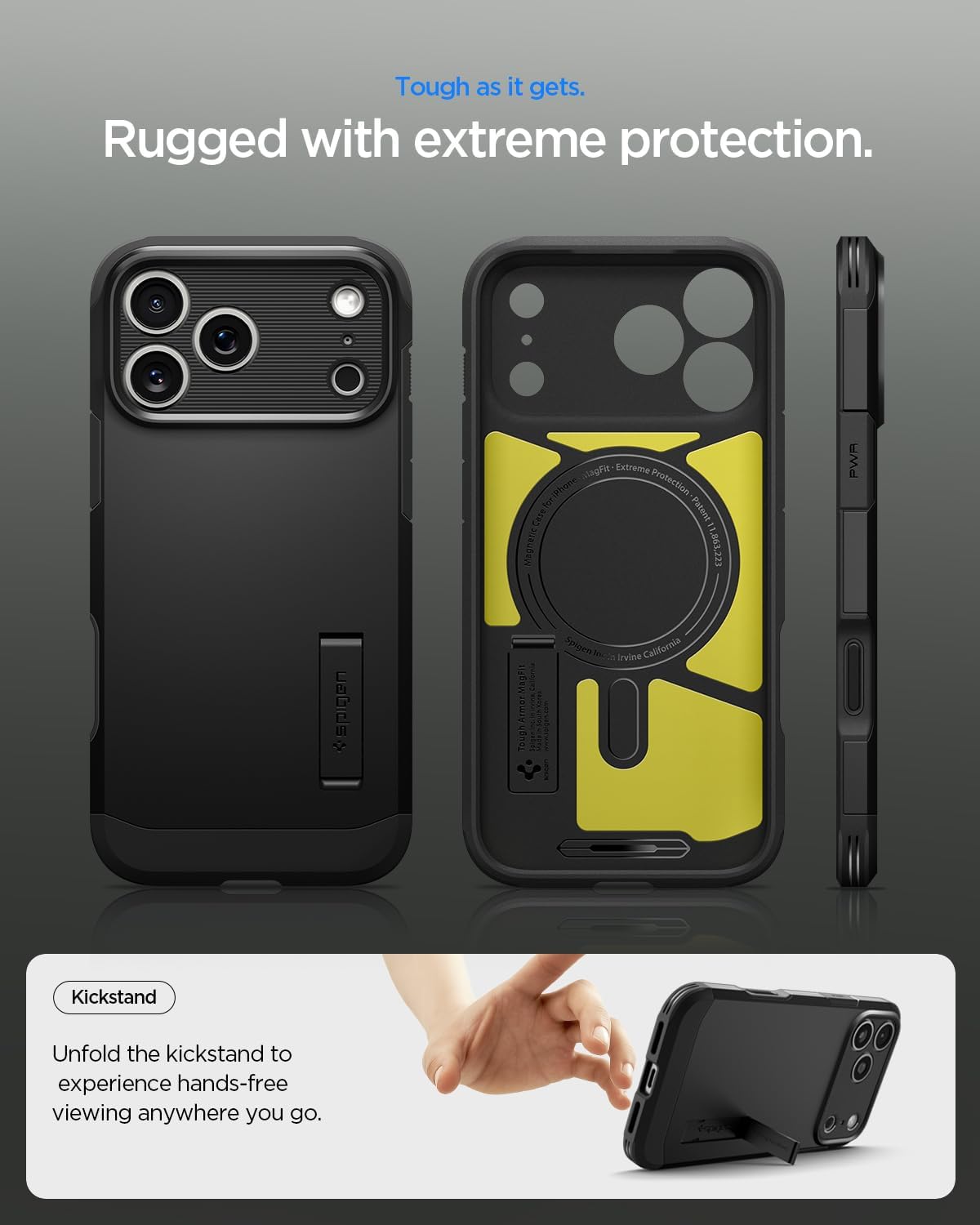 Spigen for iPhone 17 Pro Max Case, Tough Armor T MagFit [Camera Control Button] [Compatible with Magsafe] - Black