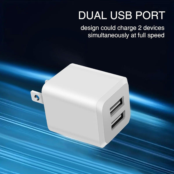 Dual Port USB Wall Charger with 3-Pack